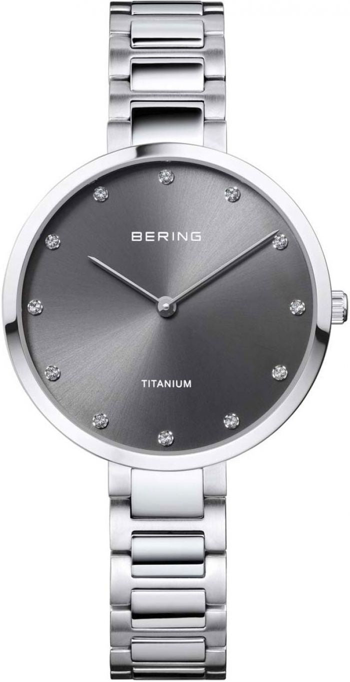 Bering 11334-772 watch for women with a grey dial and titanium strap.