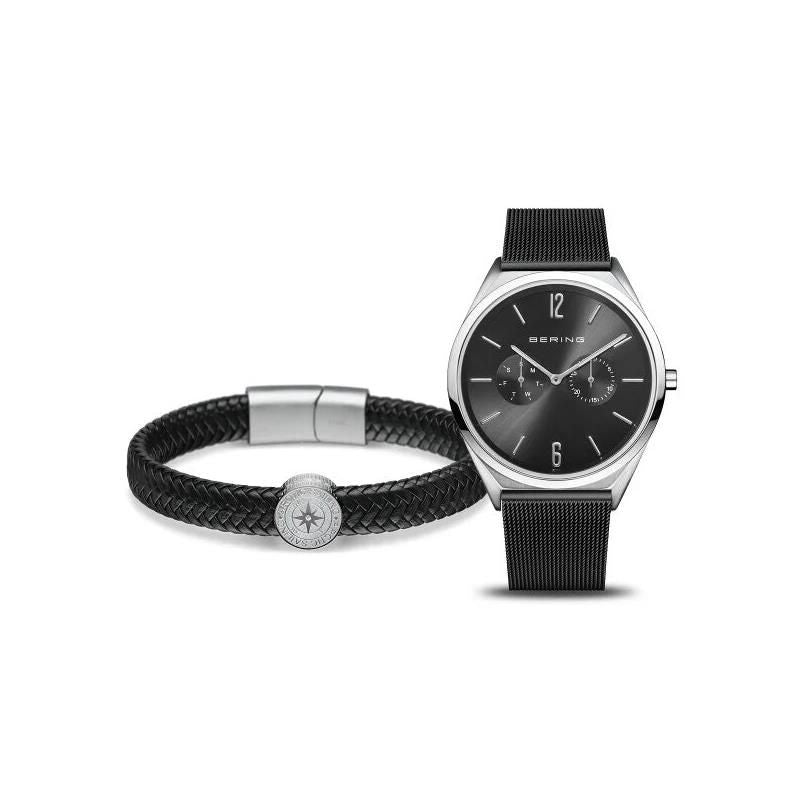 Bering 17140-102-GWP watch for man with a black dial and stainless steel strap.