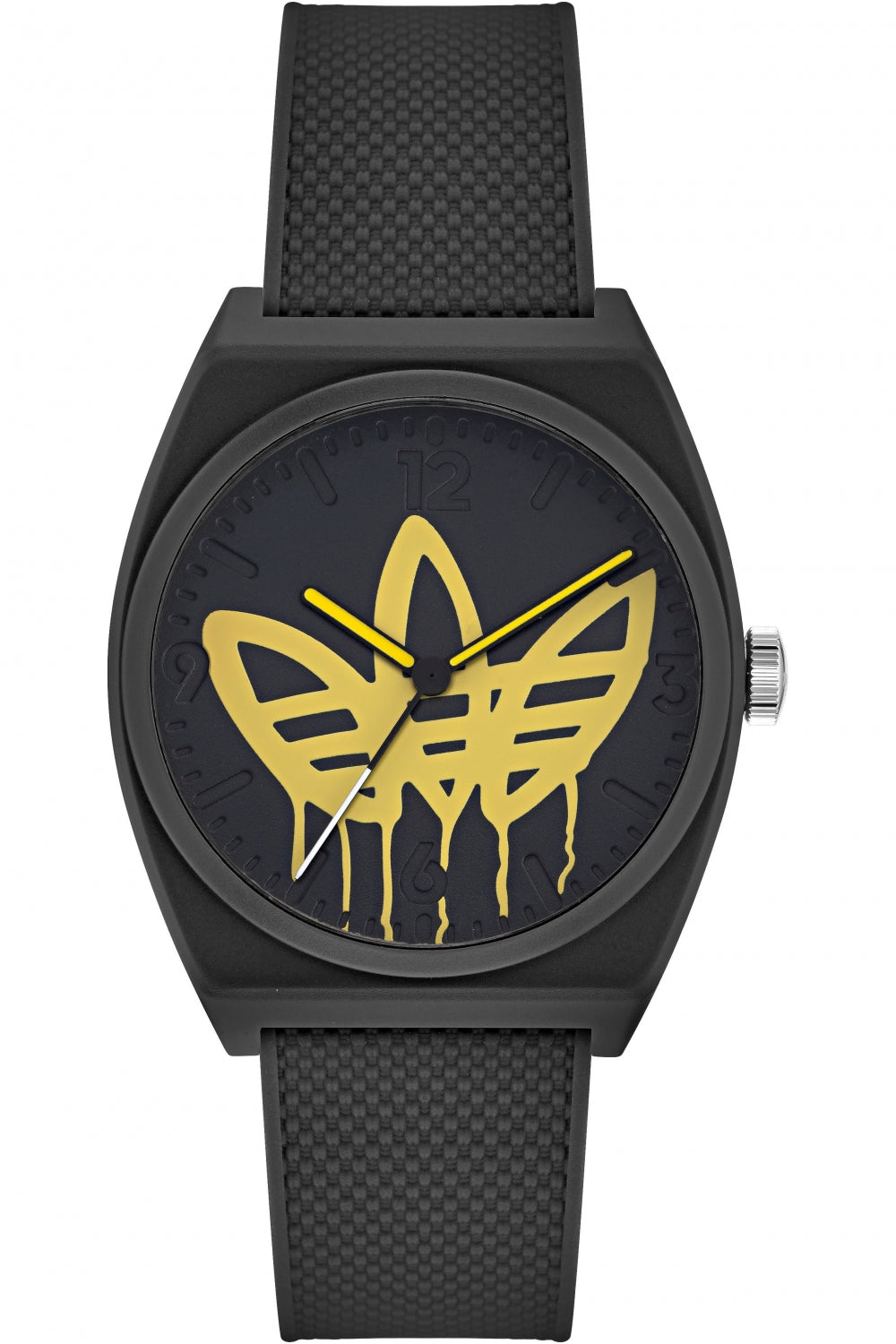 Adidas AOST22038 watch for women with a black dial and silicone strap.