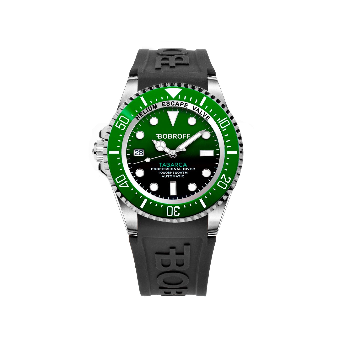 Bobroff BF0002ibv-BFSTN watch for man with a green dial and rubber strap.