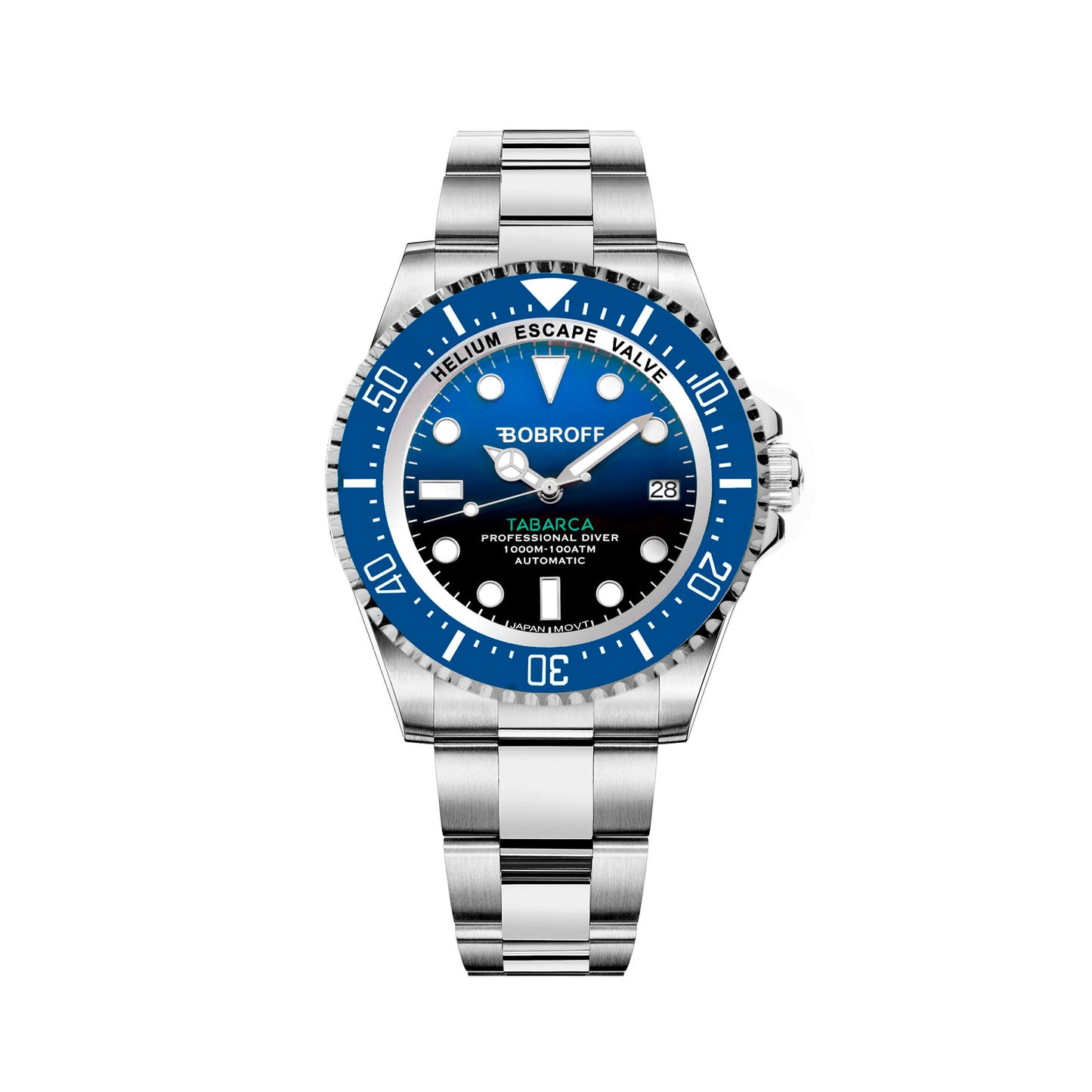 Bobroff BF0003J1ba watch for man with a blue dial and stainless steel strap.