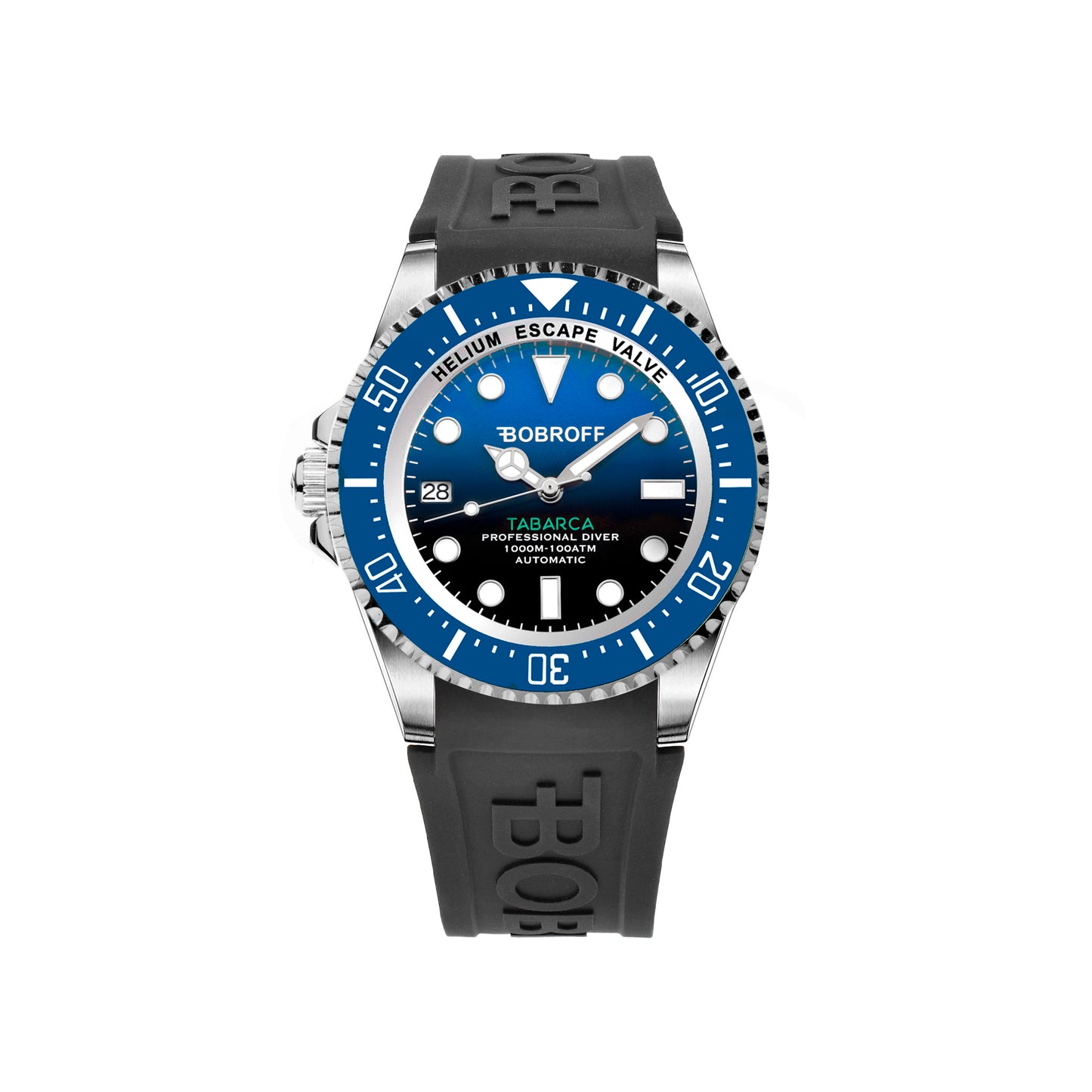 Bobroff BF0003iba-BFSTN watch for man with a blue dial and rubber strap.