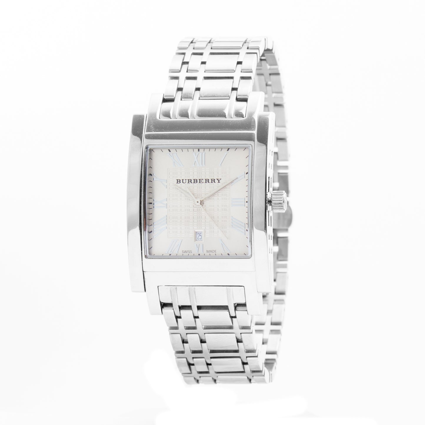 Burberry BU1550 watch for man with a yellow dial and stainless steel strap.