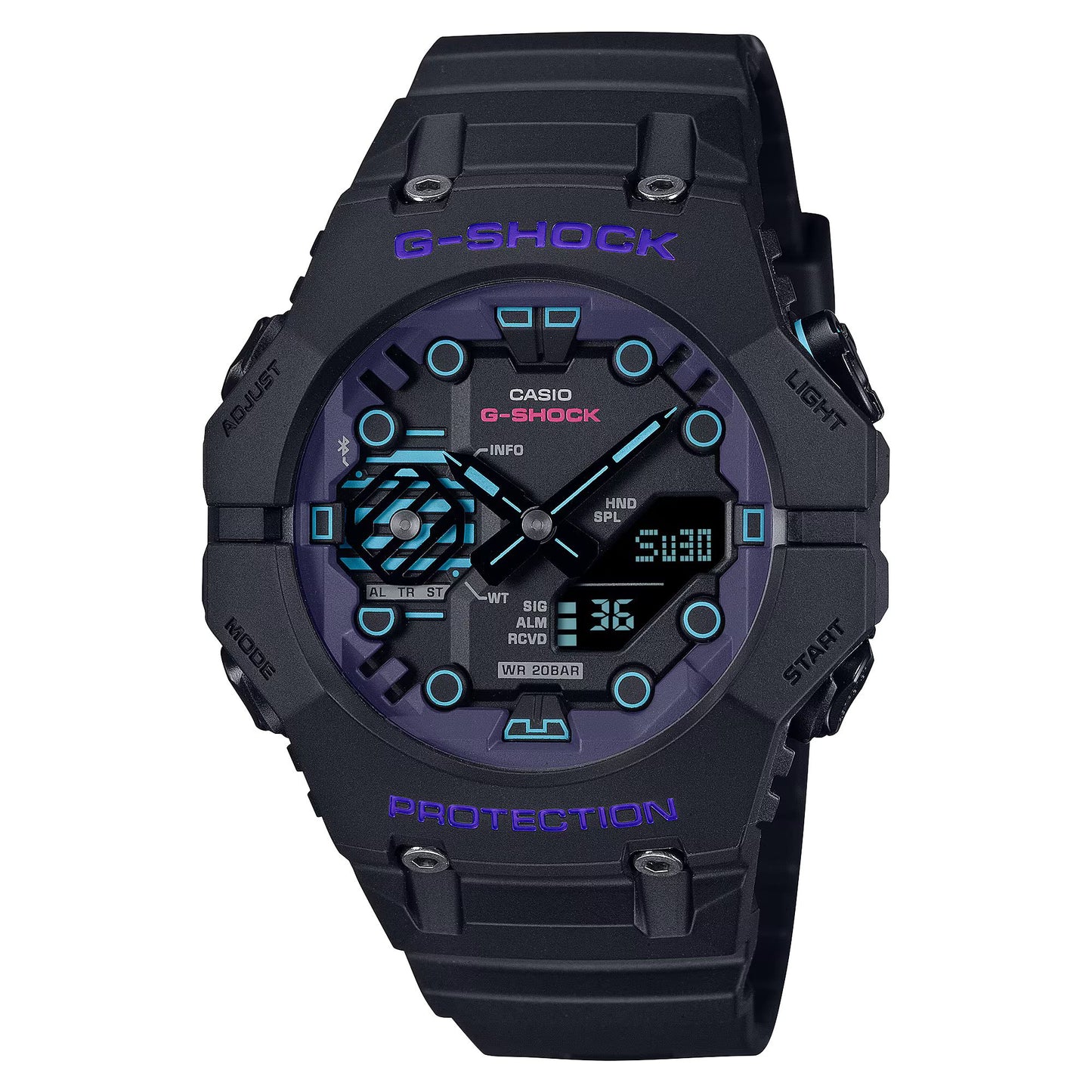 Casio GA-B001CBR-1AER watch for man with a black dial and resin strap.