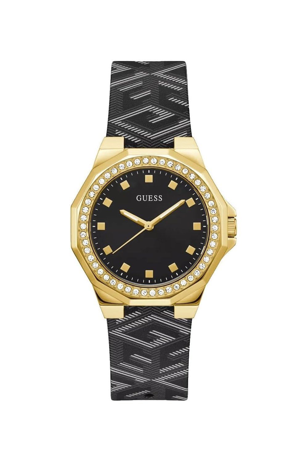 Guess GW0598L2 watch for women with a black dial and leather strap.