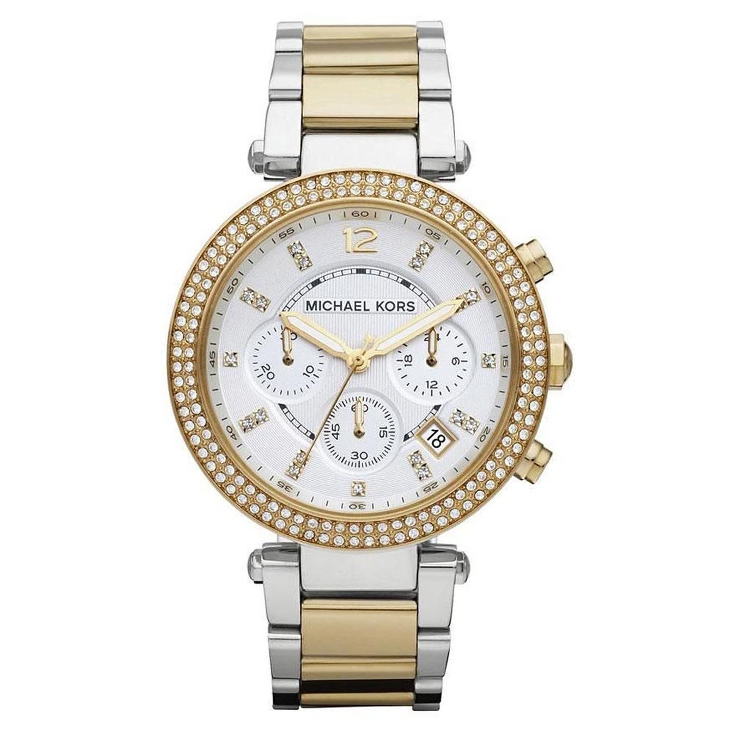Michael Kors MK5626 watch for woman with a white dial and steel strap.
