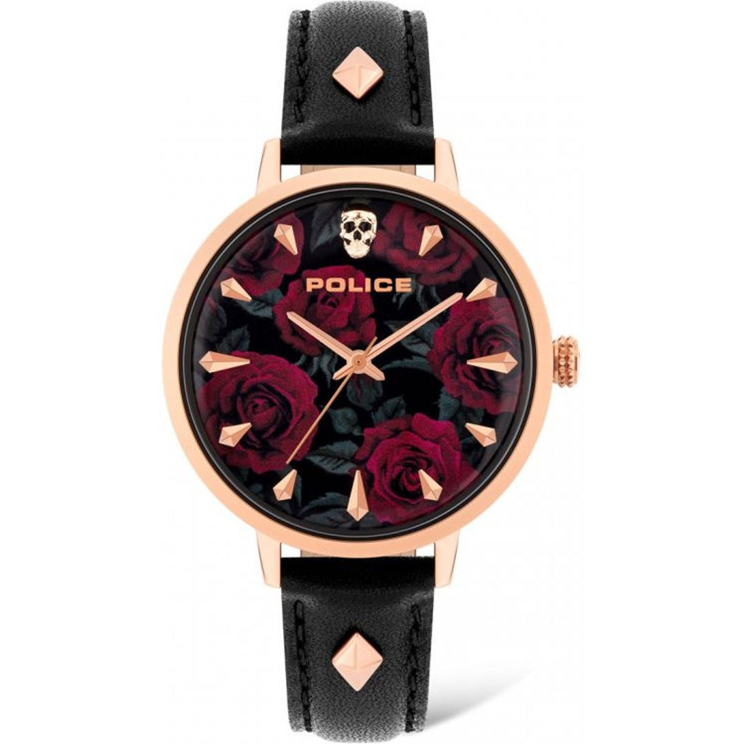 Police PL16034MSR.02 watch for women with a red dial and leather strap.