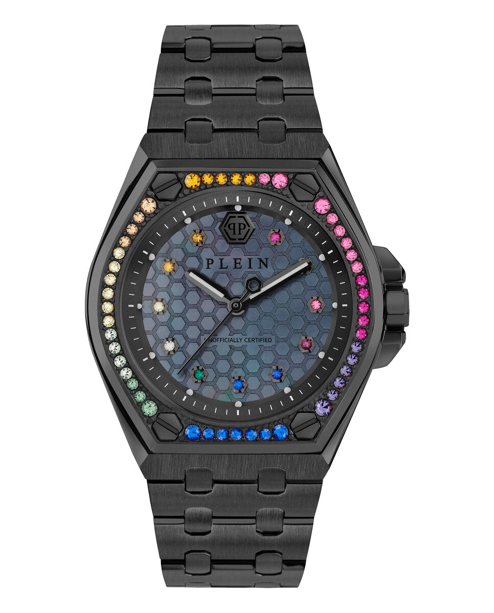 Philipp Plein PWJAA1423 watch for women with a black dial and stainless steel strap.