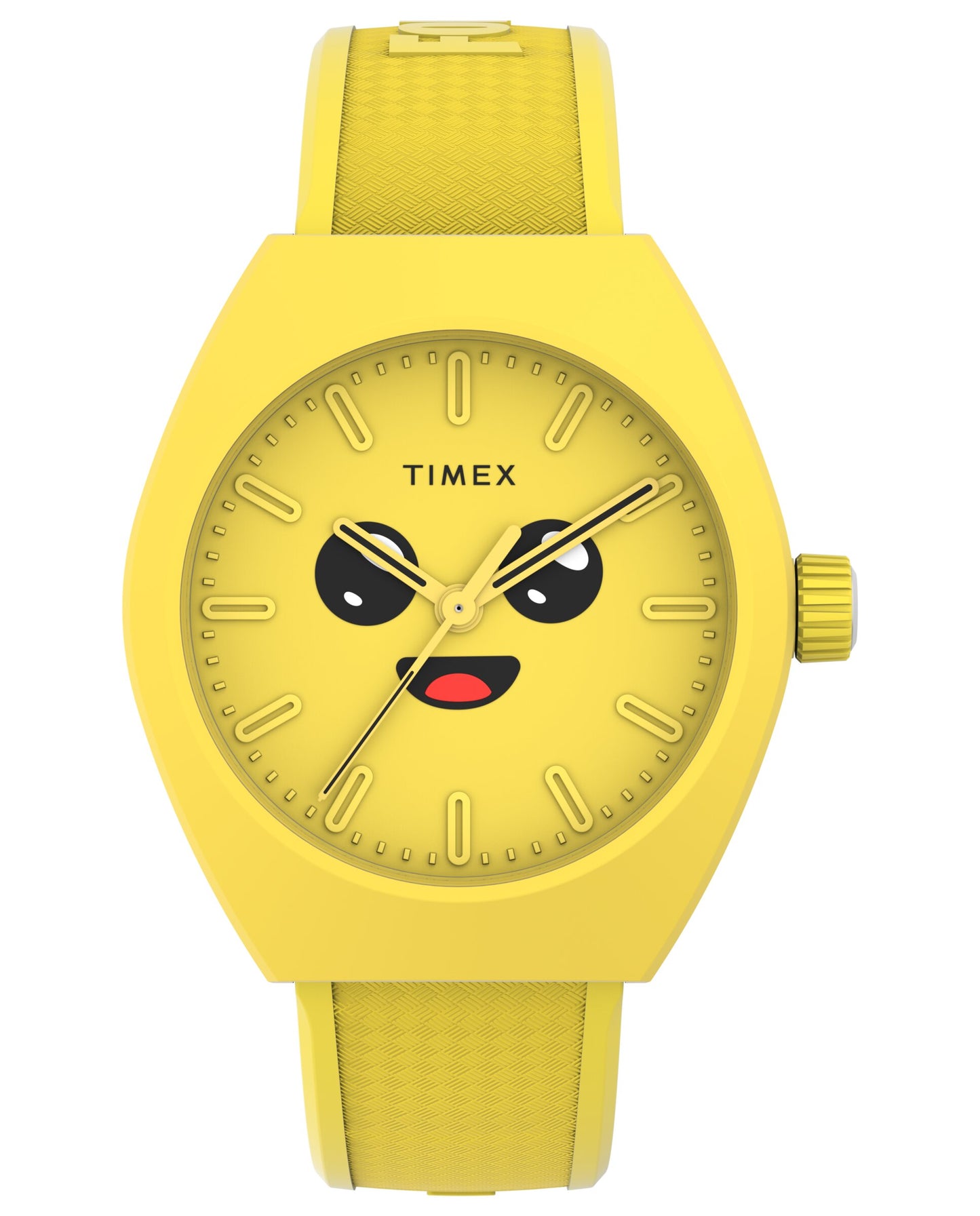 Timex TW2W96700 watch for man with a yellow dial and rubber strap.