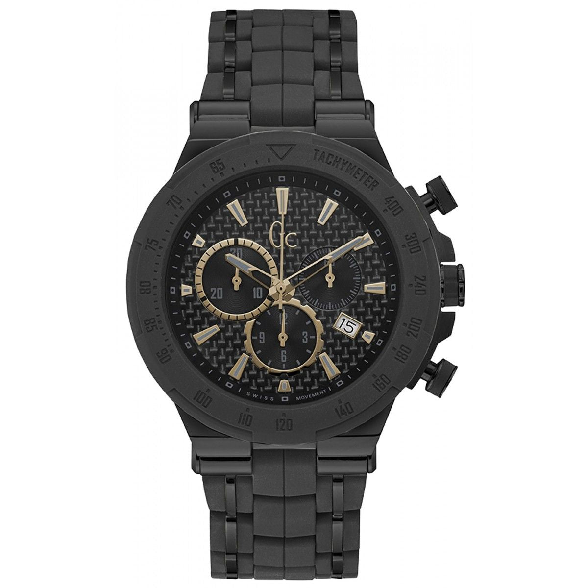 Gc Y35006G2 watch for man with a black dial and stainless steel strap.
