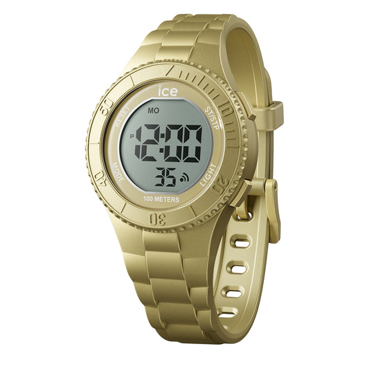 Ice 21277 watch for unisex with a golden dial and silicone strap.
