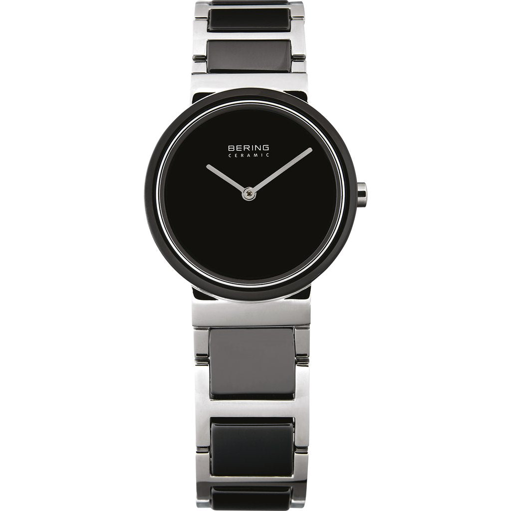 Bering 10729-742 watch for women with a black dial and steel strap.