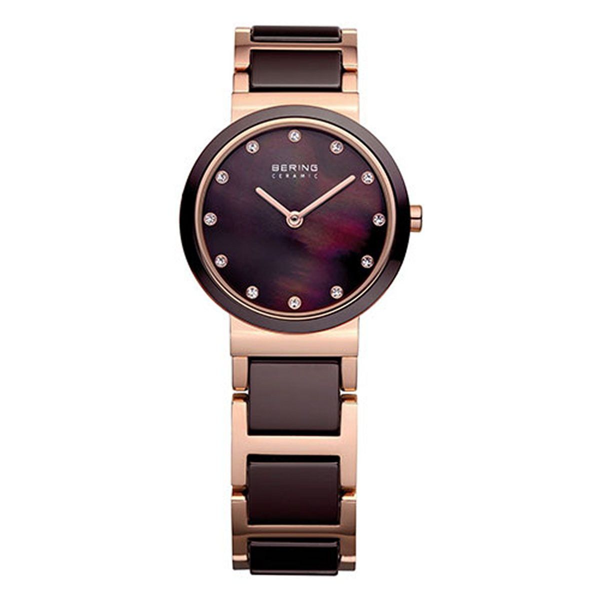 Bering 11422-765 watch for women with a brown dial and ceramics strap.