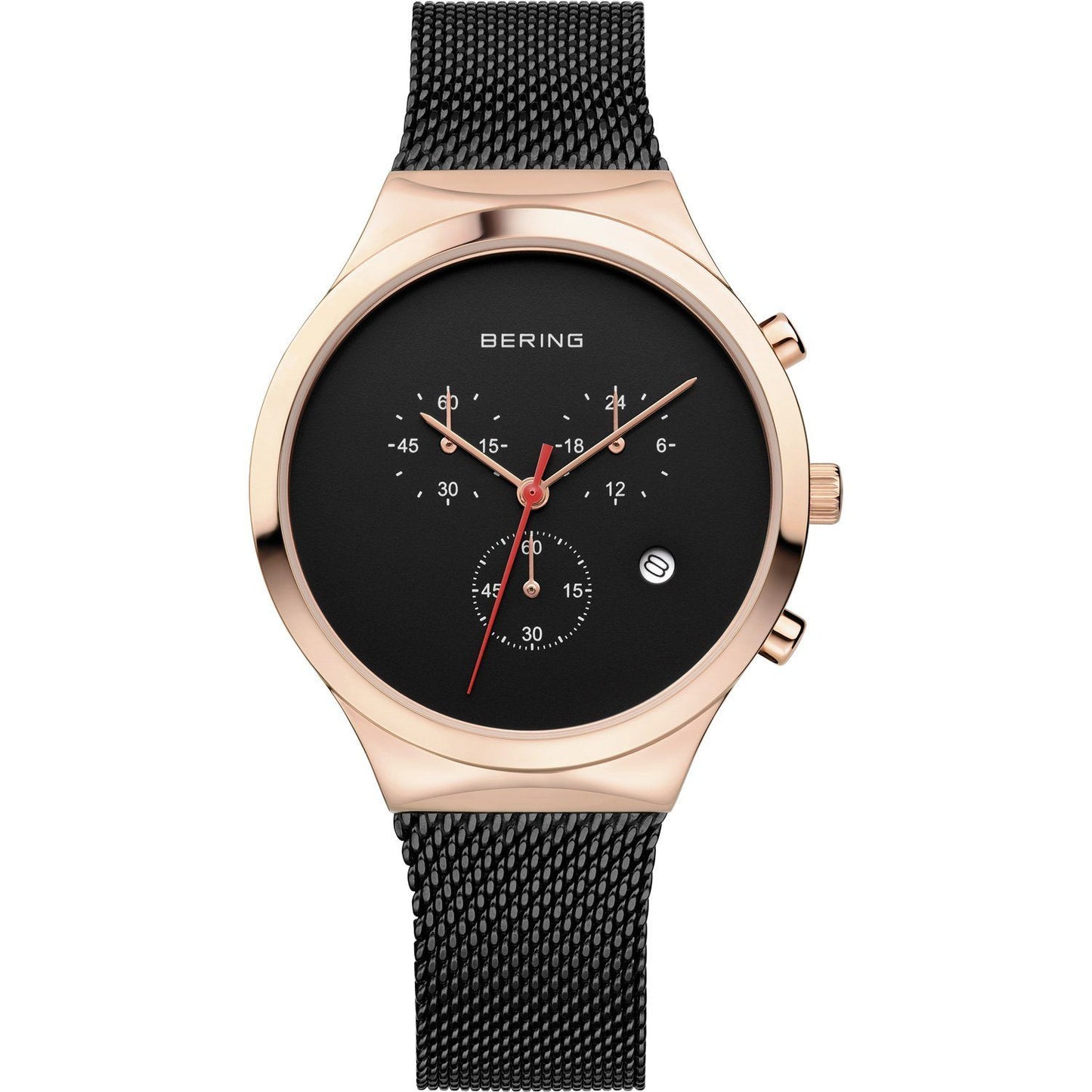 Bering 14736-166 watch for women with a black dial and stainless steel strap.