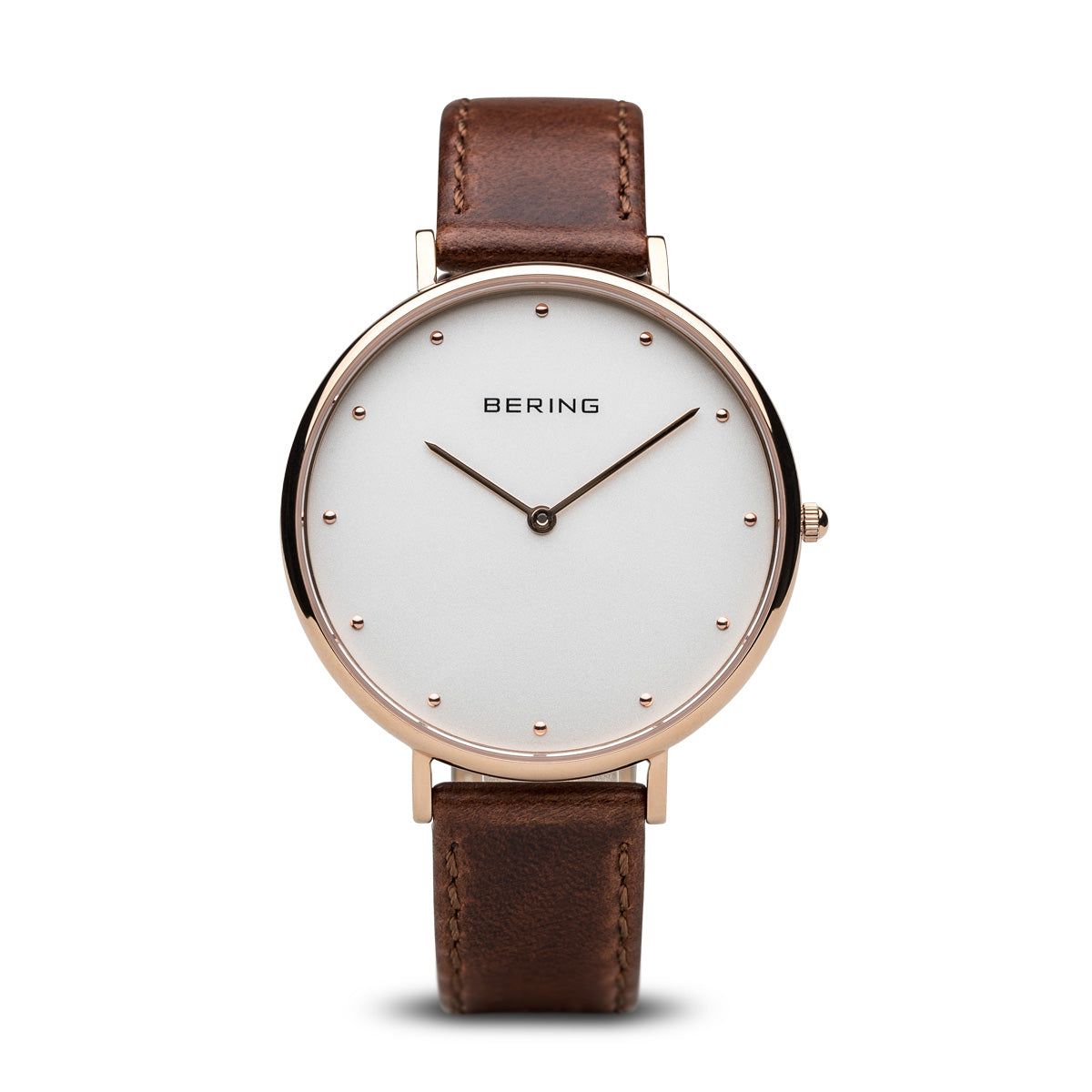 Bering 14839-564 watch for women with a white dial and fur strap.