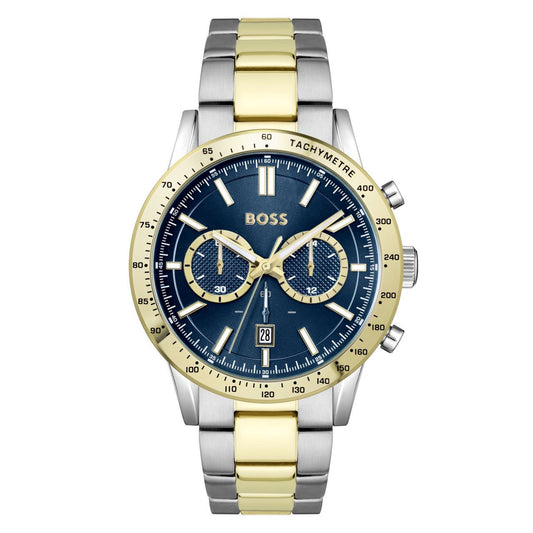 Boss 1514163 watch for man with a blue dial and stainless steel strap.
