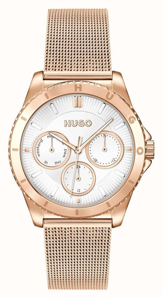 Hugo 1540161 watch for women with a white dial and stainless steel strap.