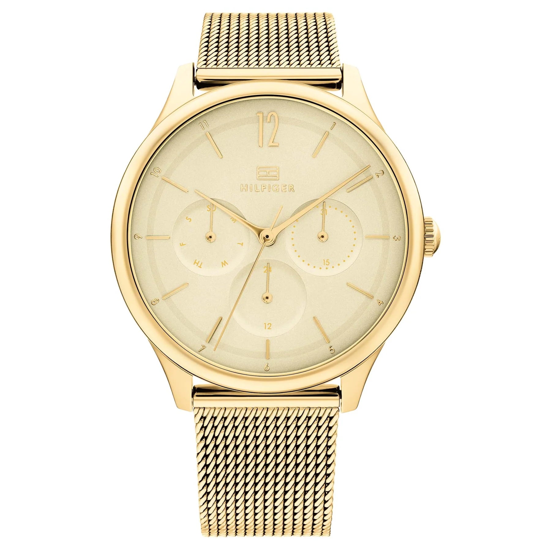 Tommy Hilfiger 1782458 watch for women with a golden dial and stainless steel strap.