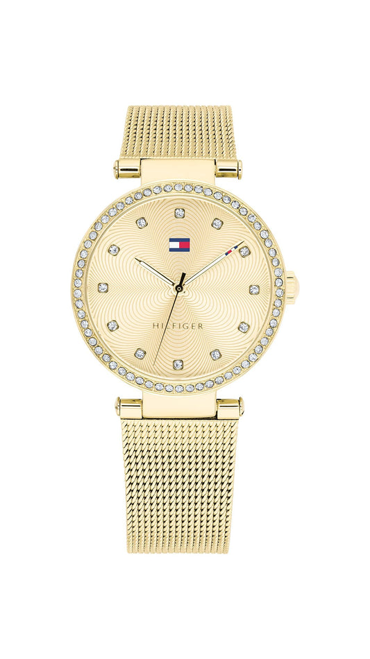 Tommy Hilfiger 1782507 watch for women with a golden dial and stainless steel strap.