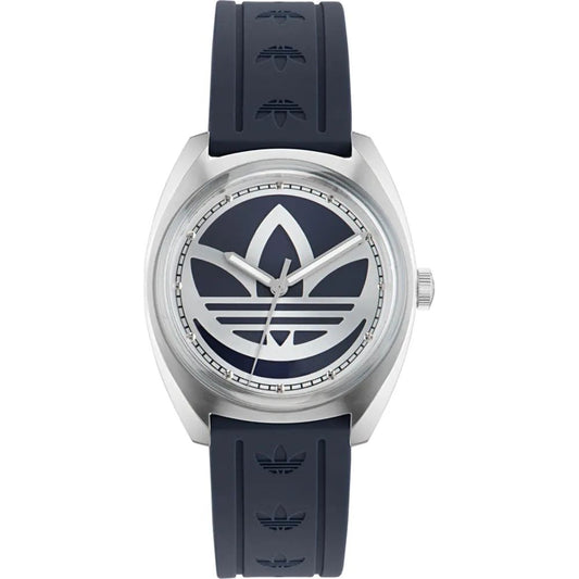 Adidas AOFH23014 watch for unisex with a blue dial and silicone strap.