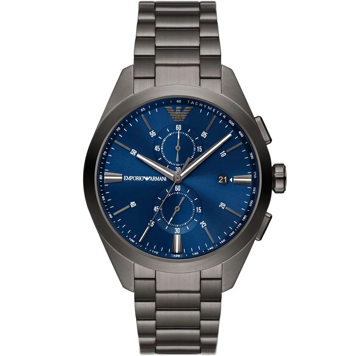 Armani AR11481 watch for man with a grey dial and stainless steel strap.