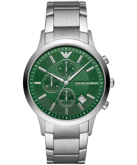 Armani AR11507 watch for man with a green dial and stainless steel strap.