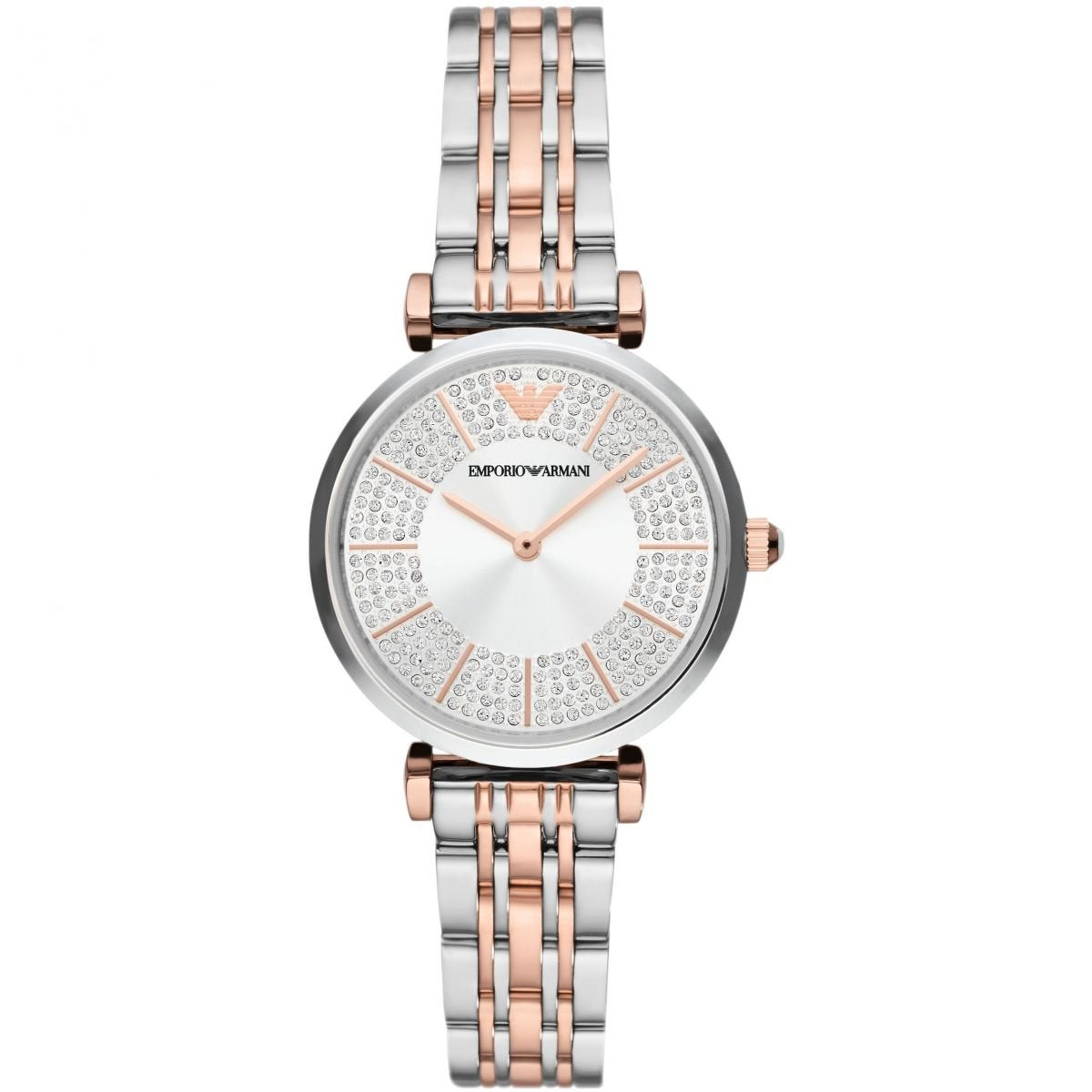 Armani AR11537 watch for women with a multicolored dial and stainless steel strap.