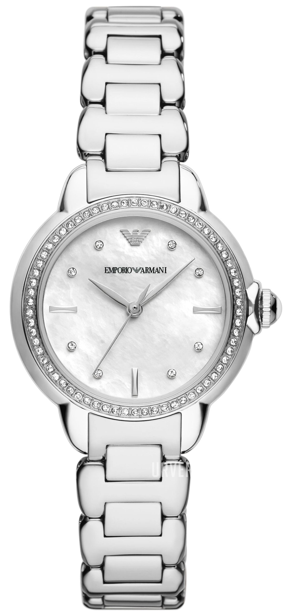 Armani AR11596 watch for women with a multicolored dial and stainless steel strap.