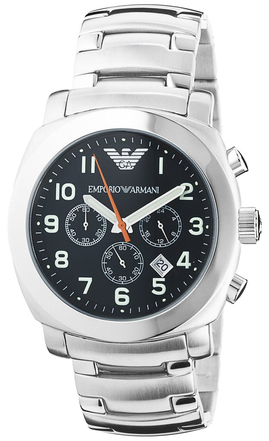 Armani AR5815 watch for man with a black dial and steel strap.