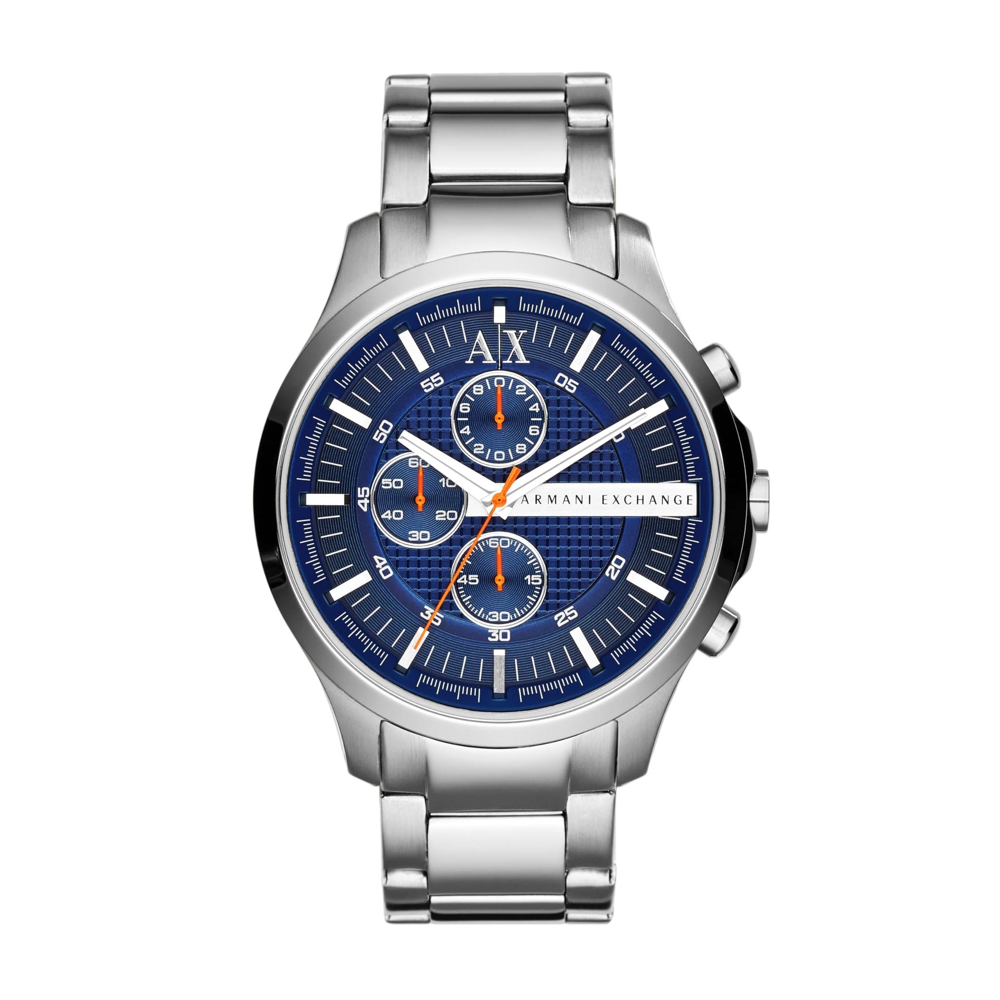 Armani Exchange AX2155 watch for man with a blue dial and stainless steel strap.