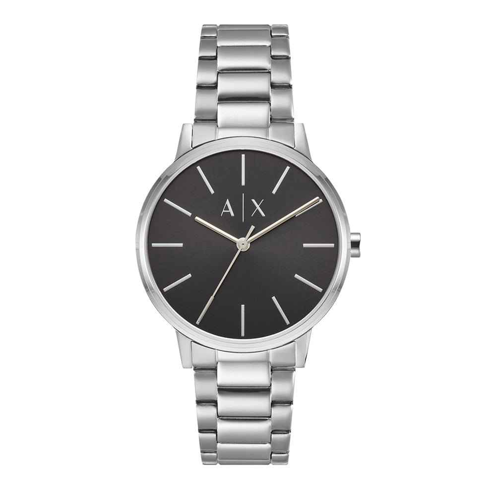 Armani Exchange AX2700 watch for man with a black dial and stainless steel strap.