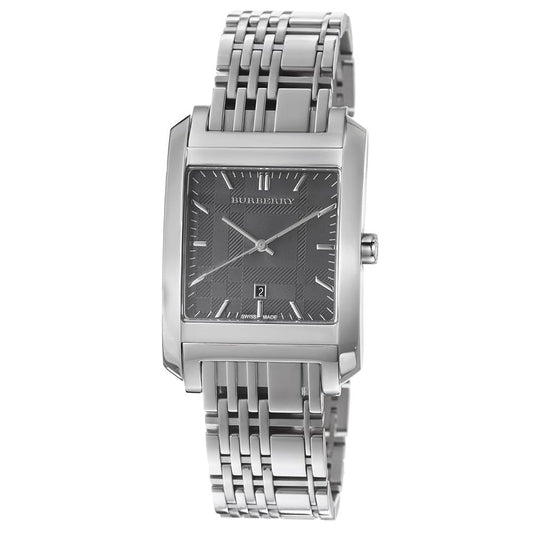 Burberry BU1568 watch for man with a grey dial and stainless steel strap.