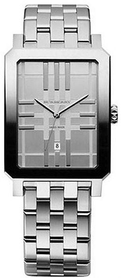 Burberry BU1900 watch for man with a grey dial and stainless steel strap.