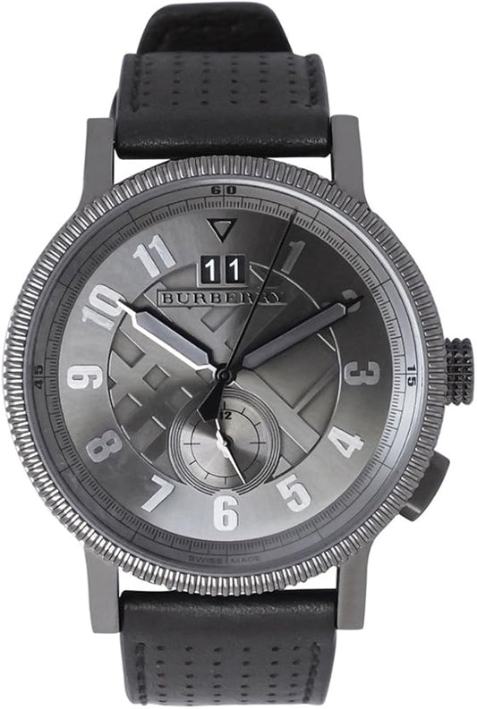 Burberry BU7682 watch for man with a grey dial and leather strap.