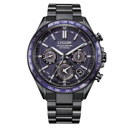 Citizen CC4059-64L watch for man with a purple dial and titanium strap.