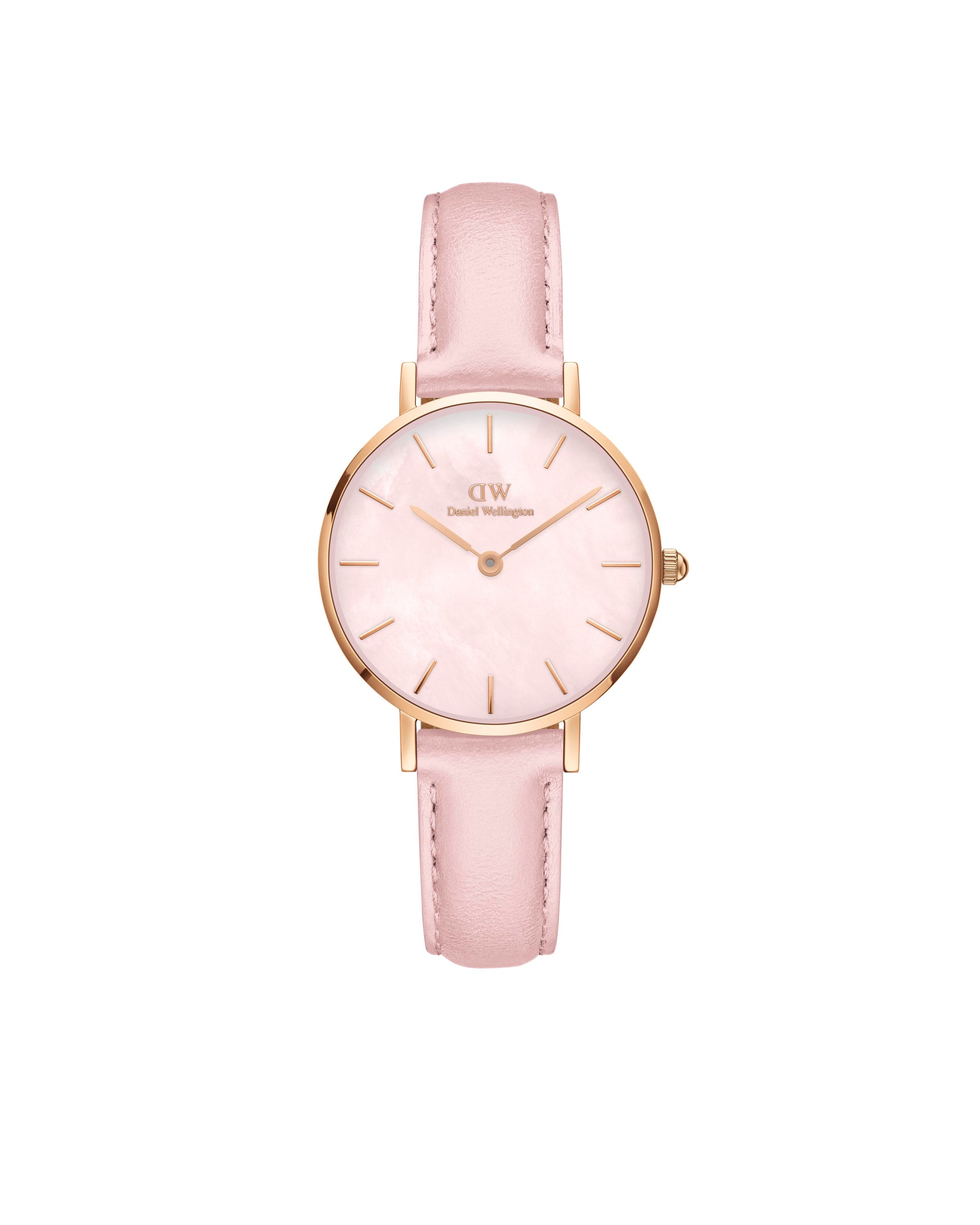 Daniel Wellington DW00100633 watch for women with a pink dial and fur strap.