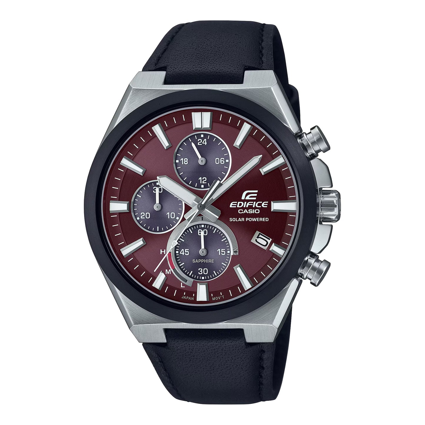Casio EFS-S630BL-5AVUEF watch for man with a red dial and leather strap.