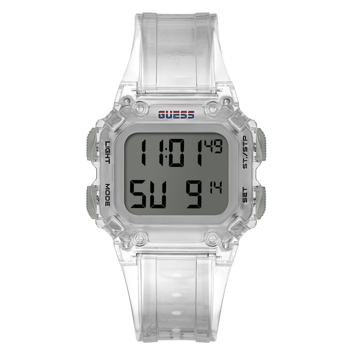 Guess GW0270G1 watch for man with a grey dial and silicone strap.