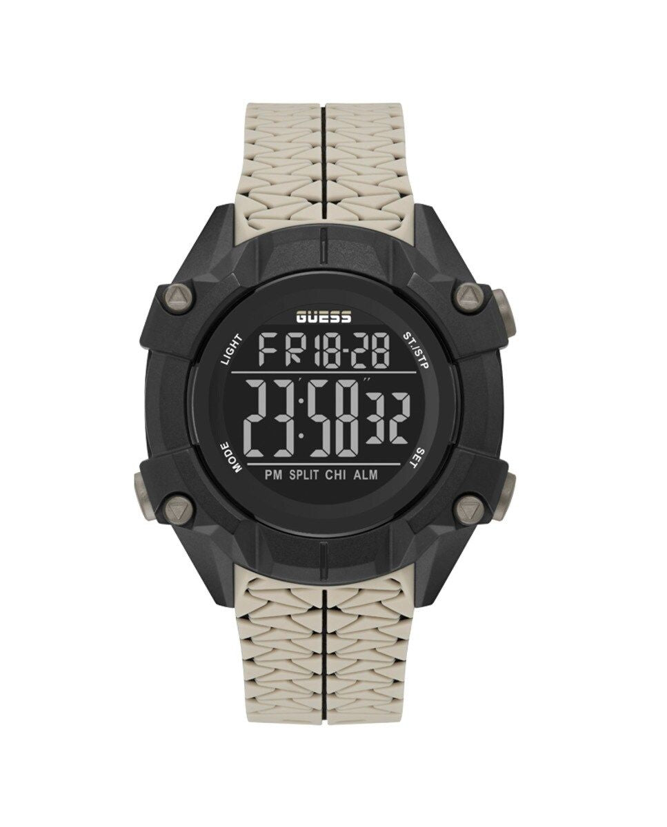 Guess GW0342G2 watch for man with a black dial and silicone strap.