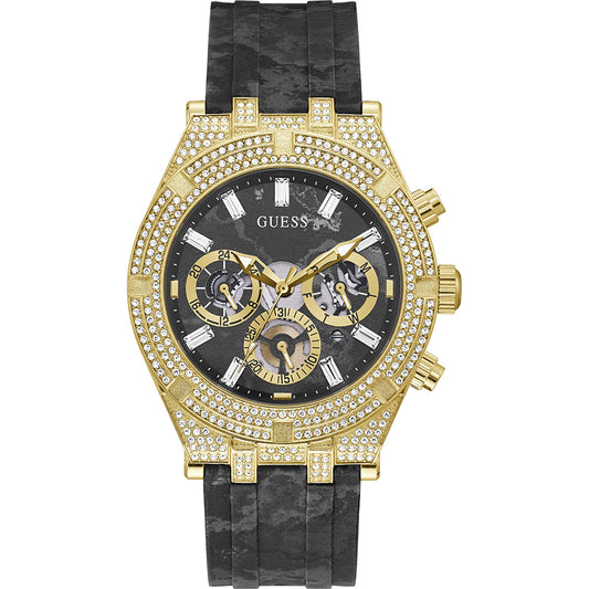 Guess GW0418G2 watch for man with a black dial and silicone strap.