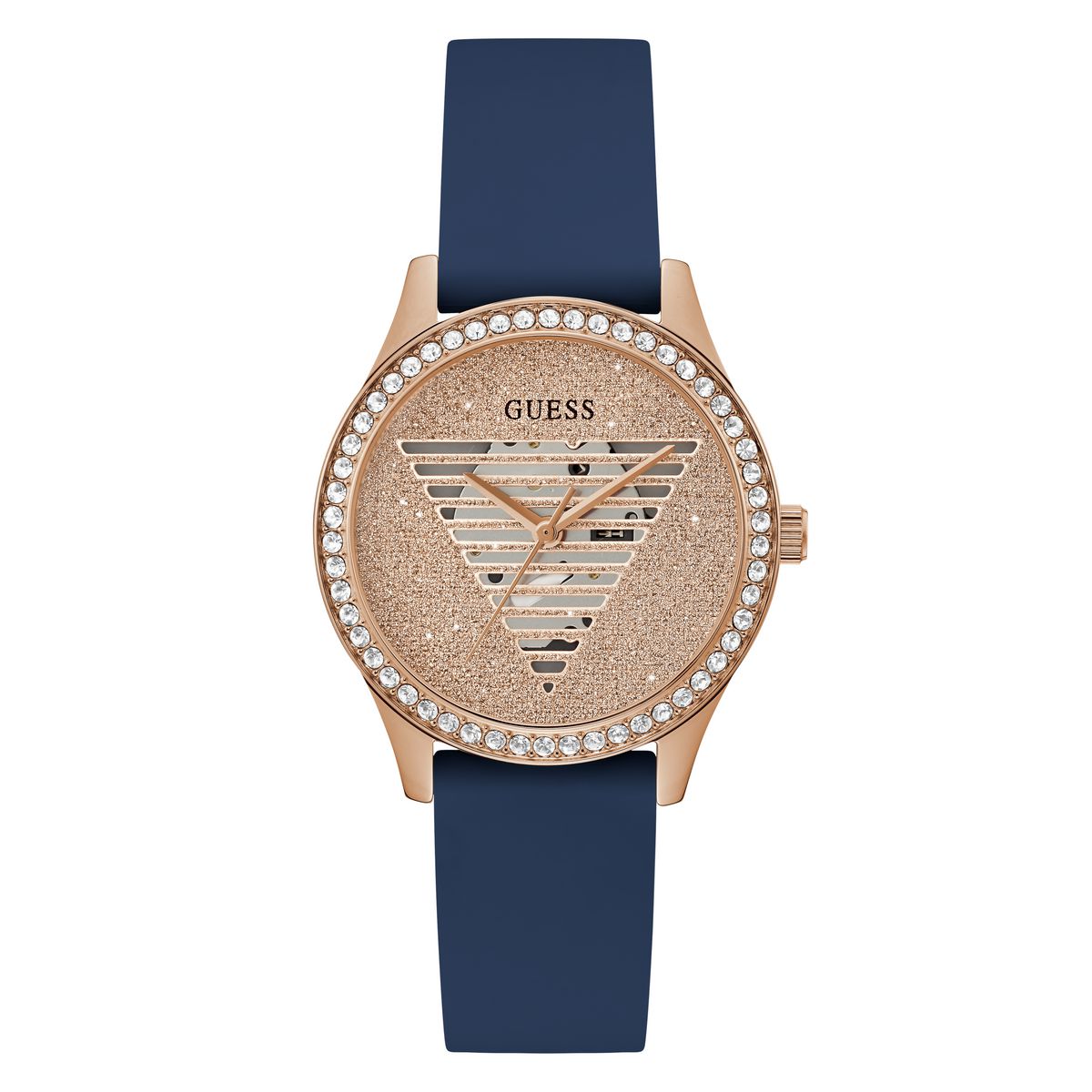 Guess GW0530L3 watch for women with a pink dial and silicone strap.