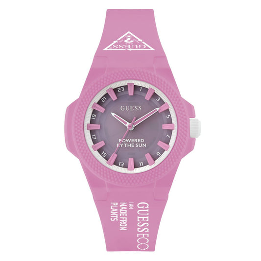 Guess GW0587L3 watch for women with a pink dial and silicone strap.