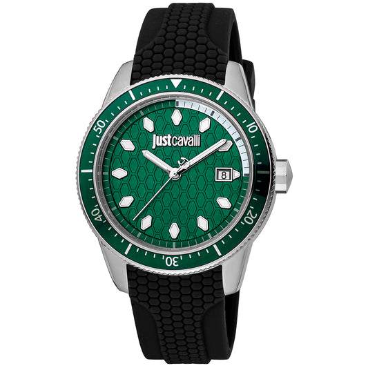 Just Cavalli JC1G179P0015 watch for man with a green dial and silicone strap.