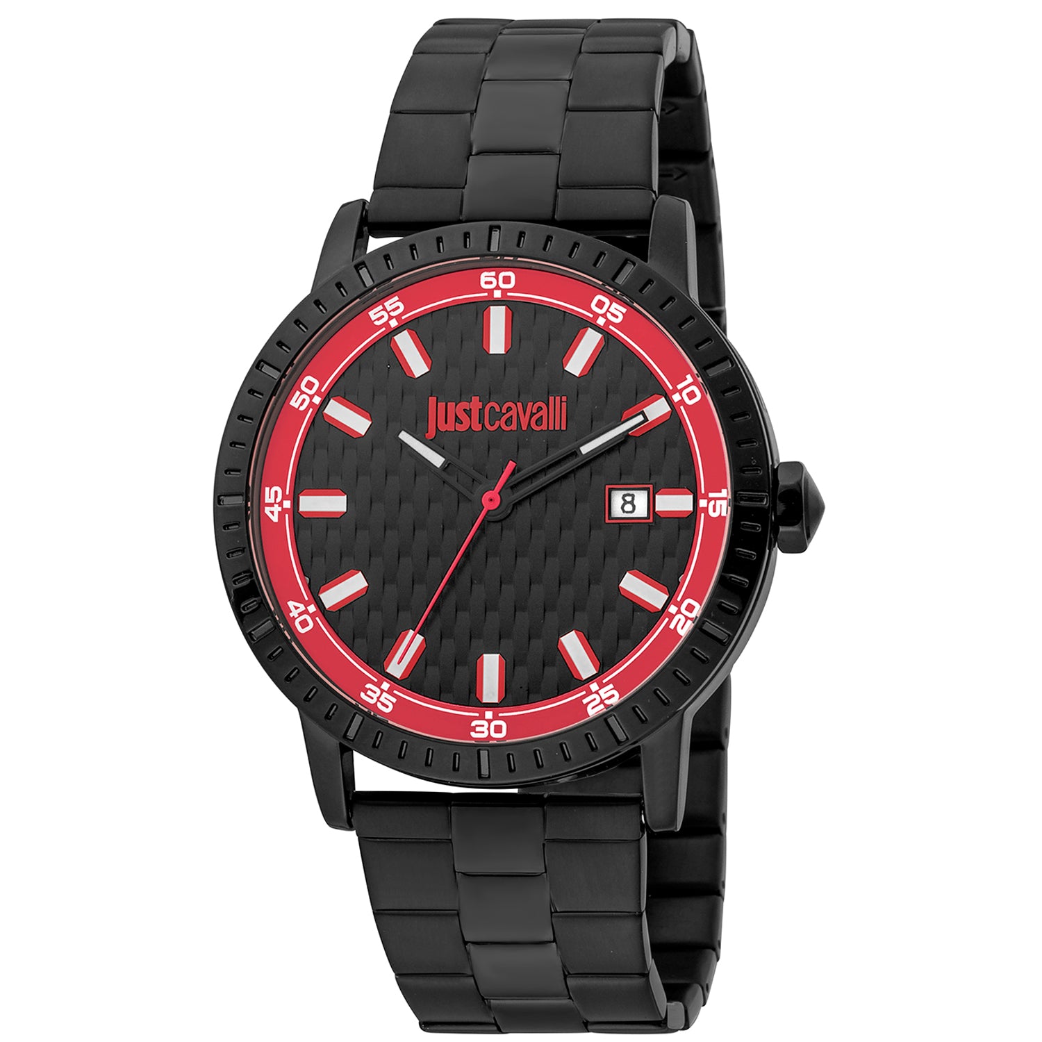 Just Cavalli JC1G216M0065 watch for man with a multicolored dial and stainless steel strap.