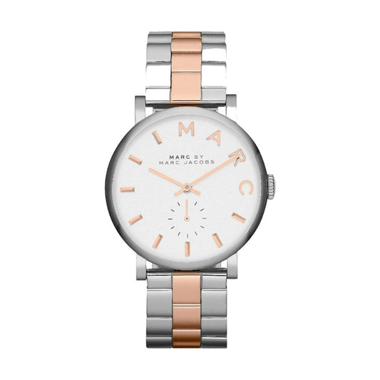 Marc Jacobs MBM3312 watch for woman with a white dial and stainless steel strap.