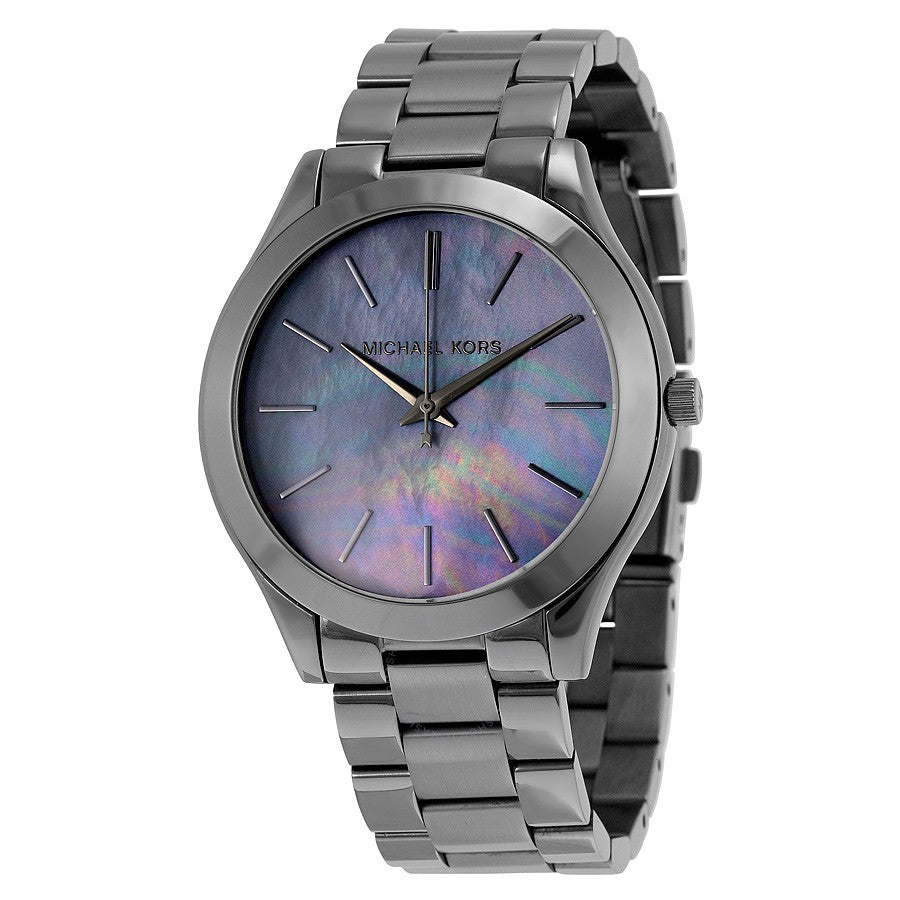Michael Kors MK3413 watch for women with a multicolored dial and steel strap.