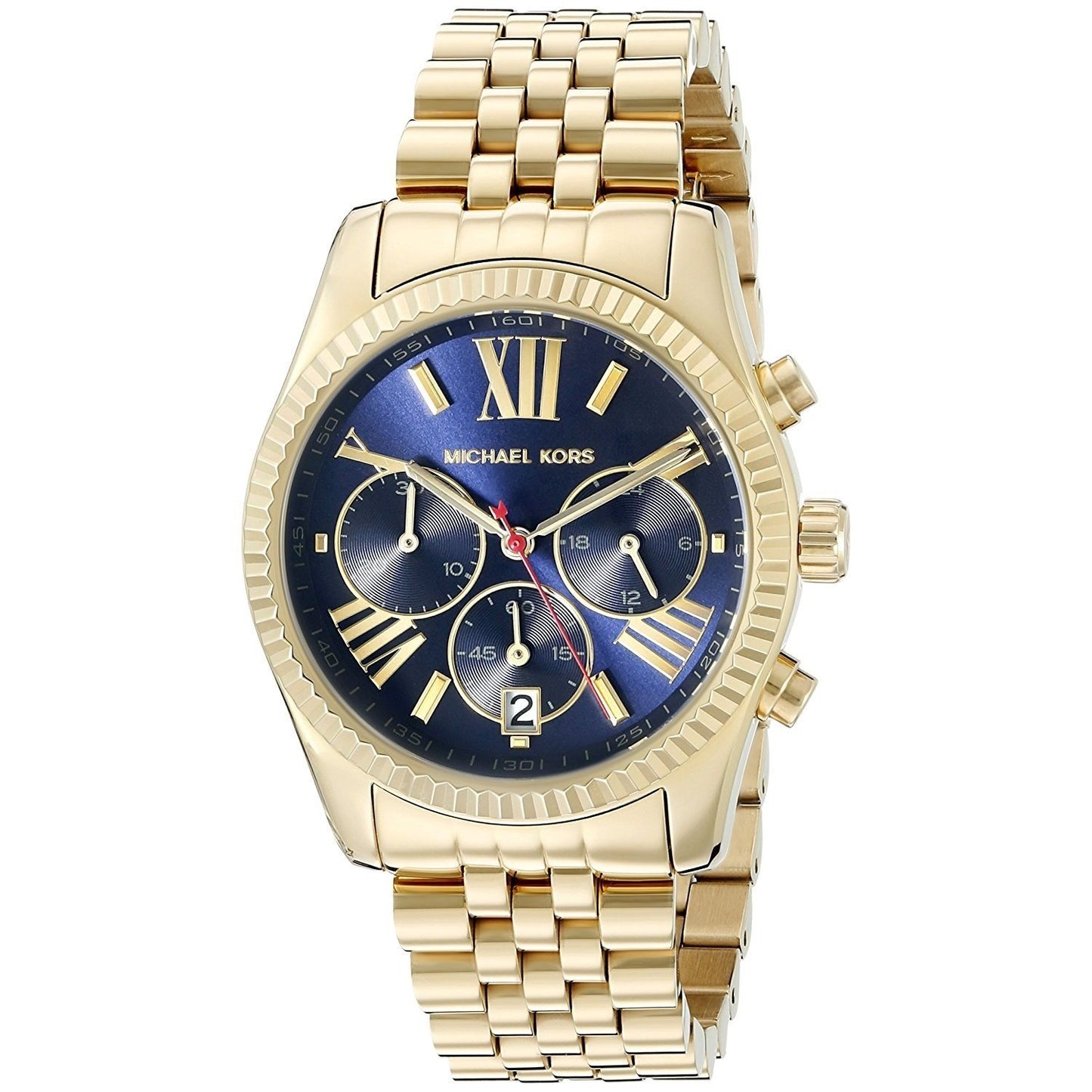 Michael Kors MK6206 watch for woman with a blue dial and steel strap.