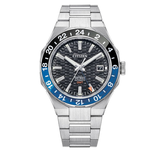 Citizen NB6031-56E watch for man with a black dial and stainless steel strap.