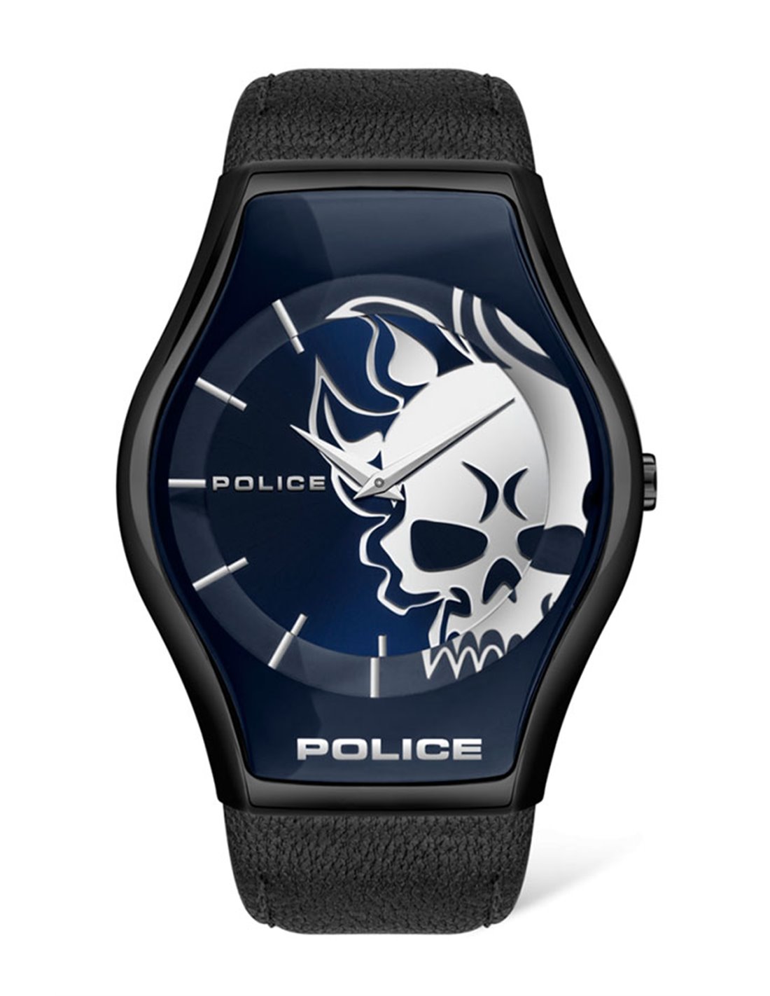 Police PEWJA2002302 watch for man with a black dial and leather strap.