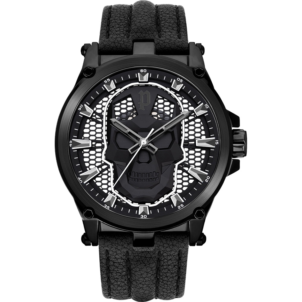 Police PEWJA2108203 watch for man with a black dial and leather strap.